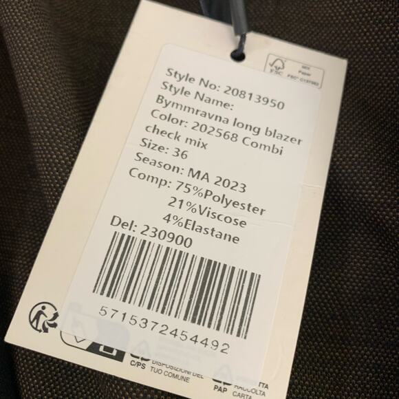 NEW B.young Size 36 US M Long Blazer Jacket Check Mix Black Preppy Soft Stretchy - Picture 11 of 12